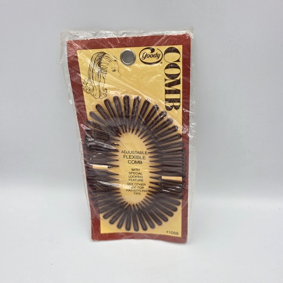 Goody Accessories - Vintage Goody Adjustable Nylon Flexible Comb #1059 Headband‎ Plastic USA 1980